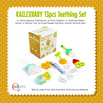 Baby Teething Set  (13pcs) - Teething Toys- Food Feeder Pacifiers